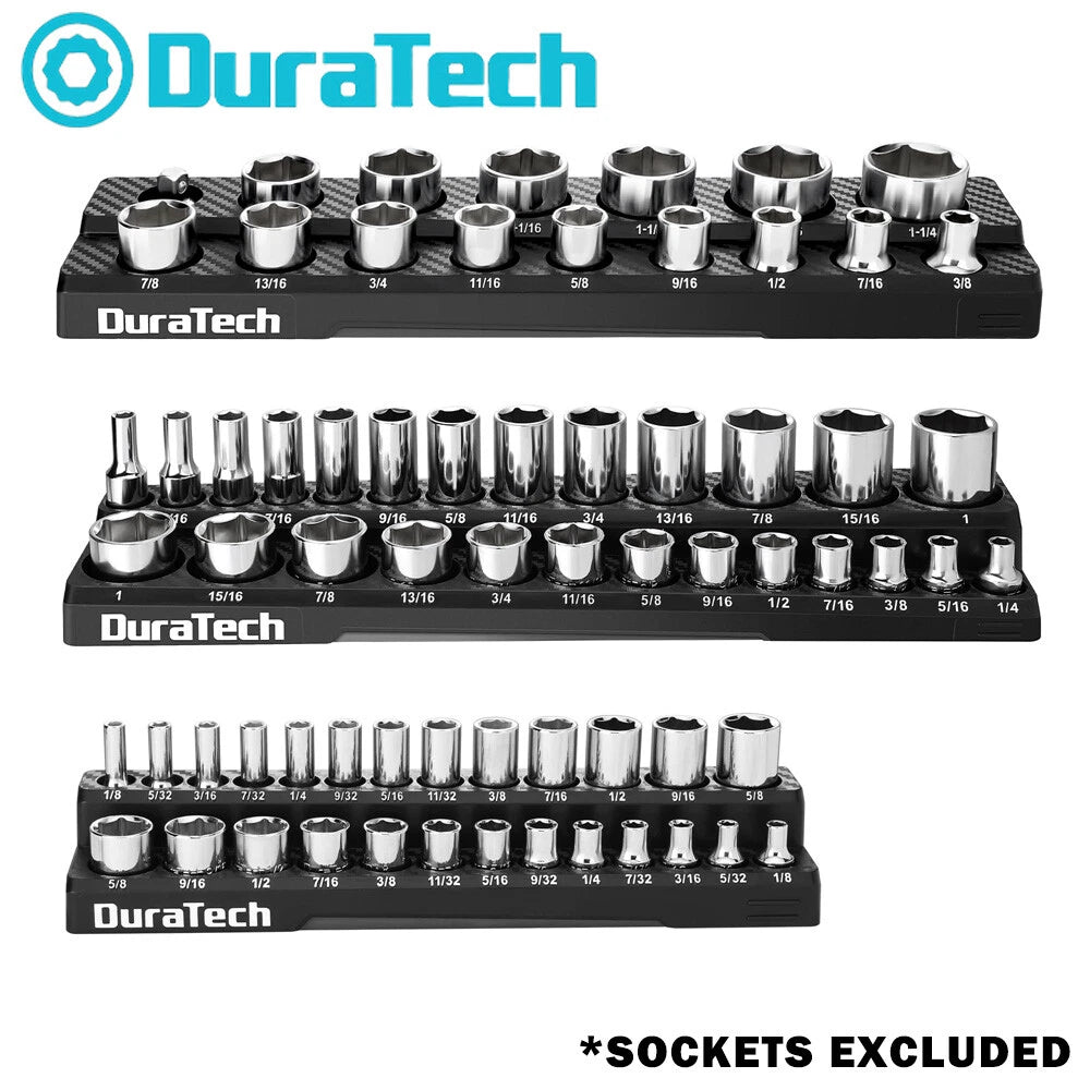 Duratech 1/4" 3/8" 1/2"drive Magnetic Socket Organizer Set Sae Socket