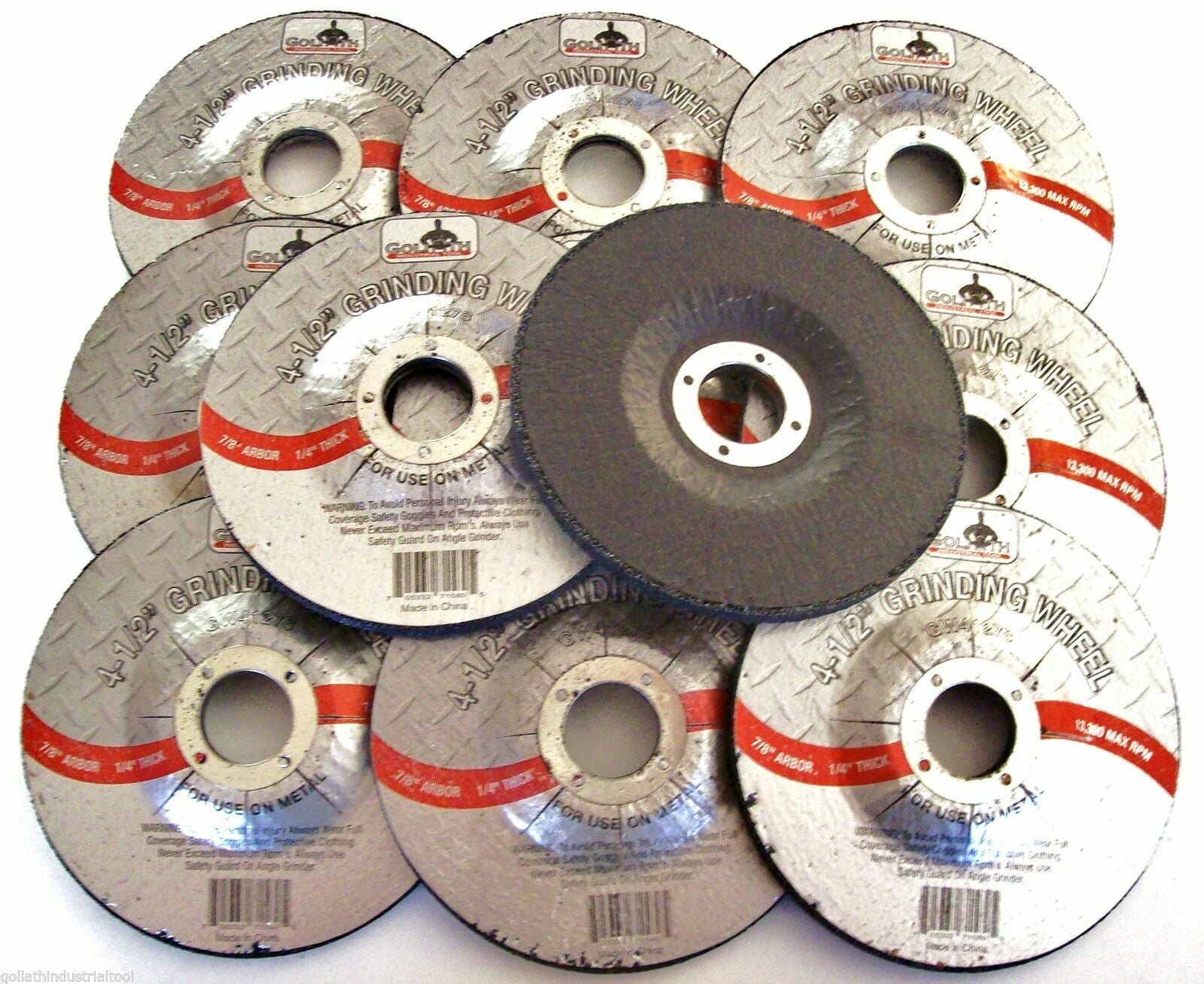 10 4-1/2" GRINDING WHEELS FITS ALL BRANDS 4.5" ANGLE GRINDEROpens in a new windo