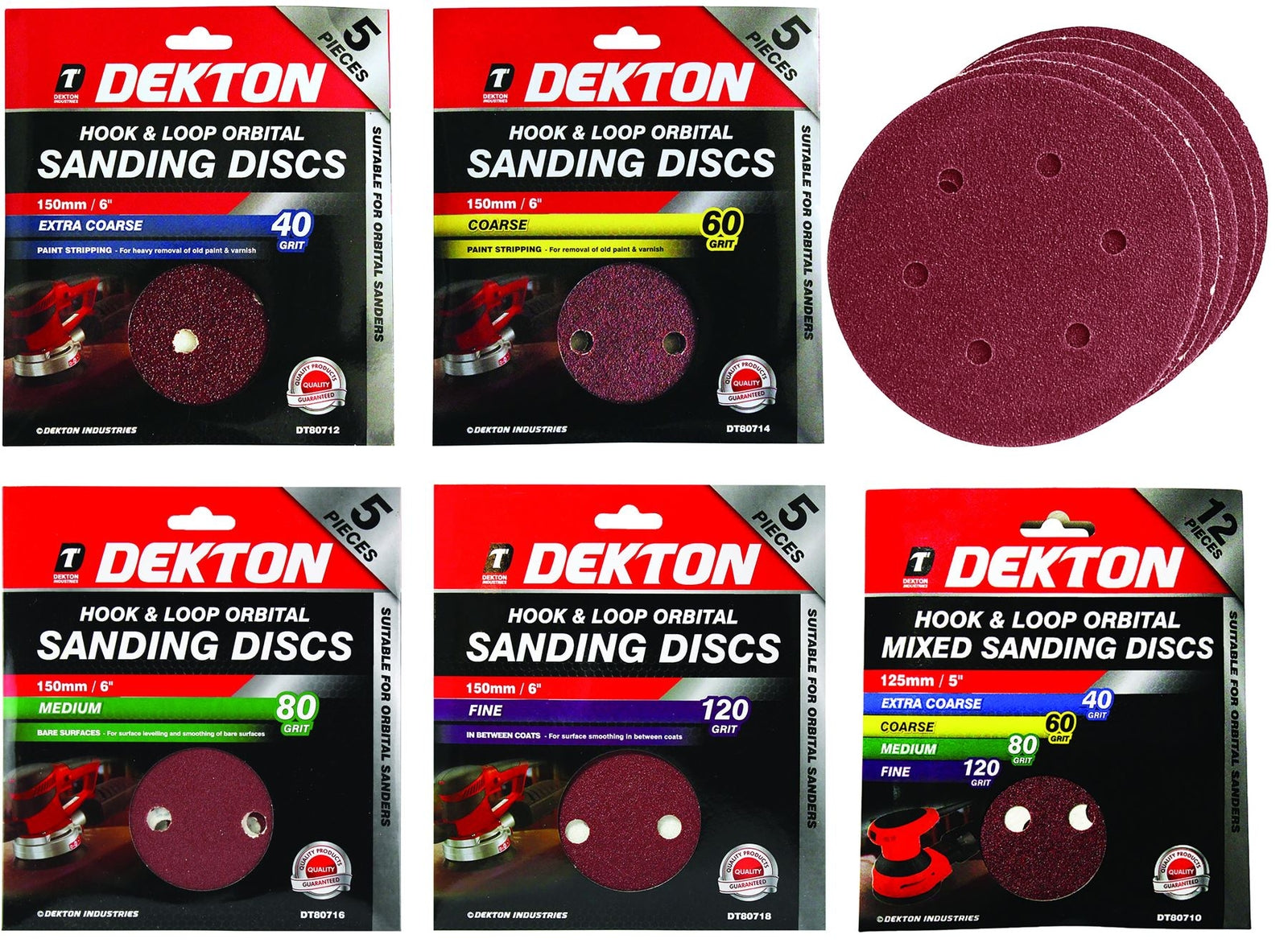 Dekton 150mm Orbital Sanding Sheets 6"