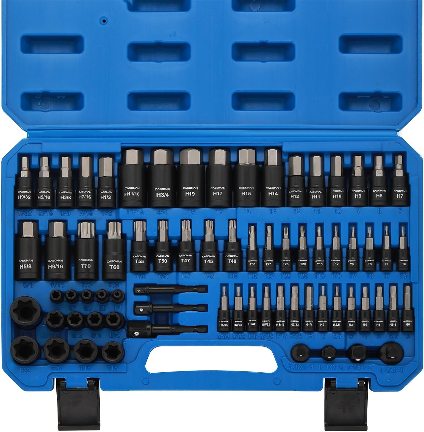 71-Piece Master Hex & Torx Bit Socket Set, 1/4" & 3/8" & 1/2" Drive