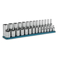 Capri Tools 1/4 In. Drive 12-point Socket Set W. Rail, 4-15 Mm,