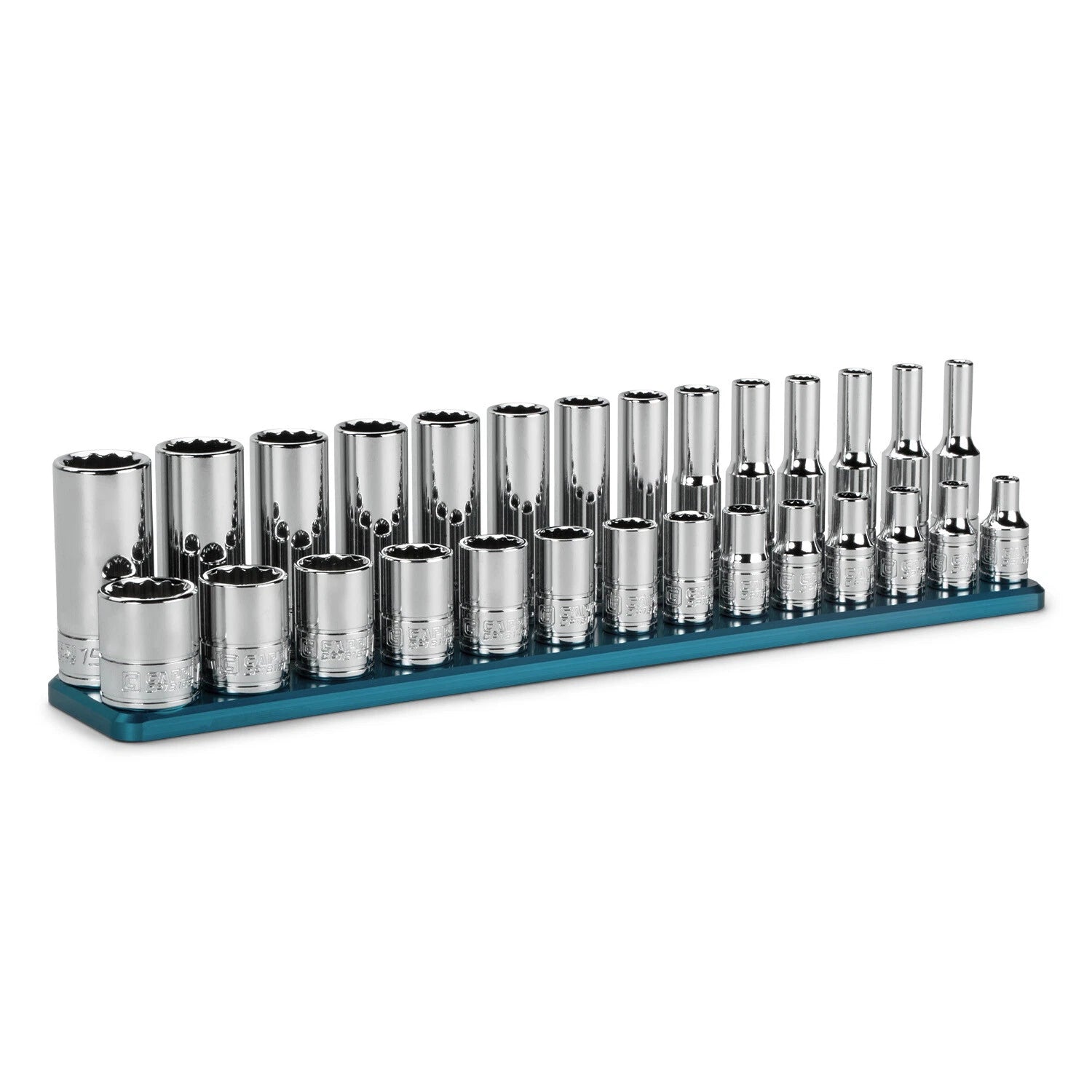 Capri Tools 1/4 In. Drive 12-point Socket Set W. Rail, 4-15 Mm,