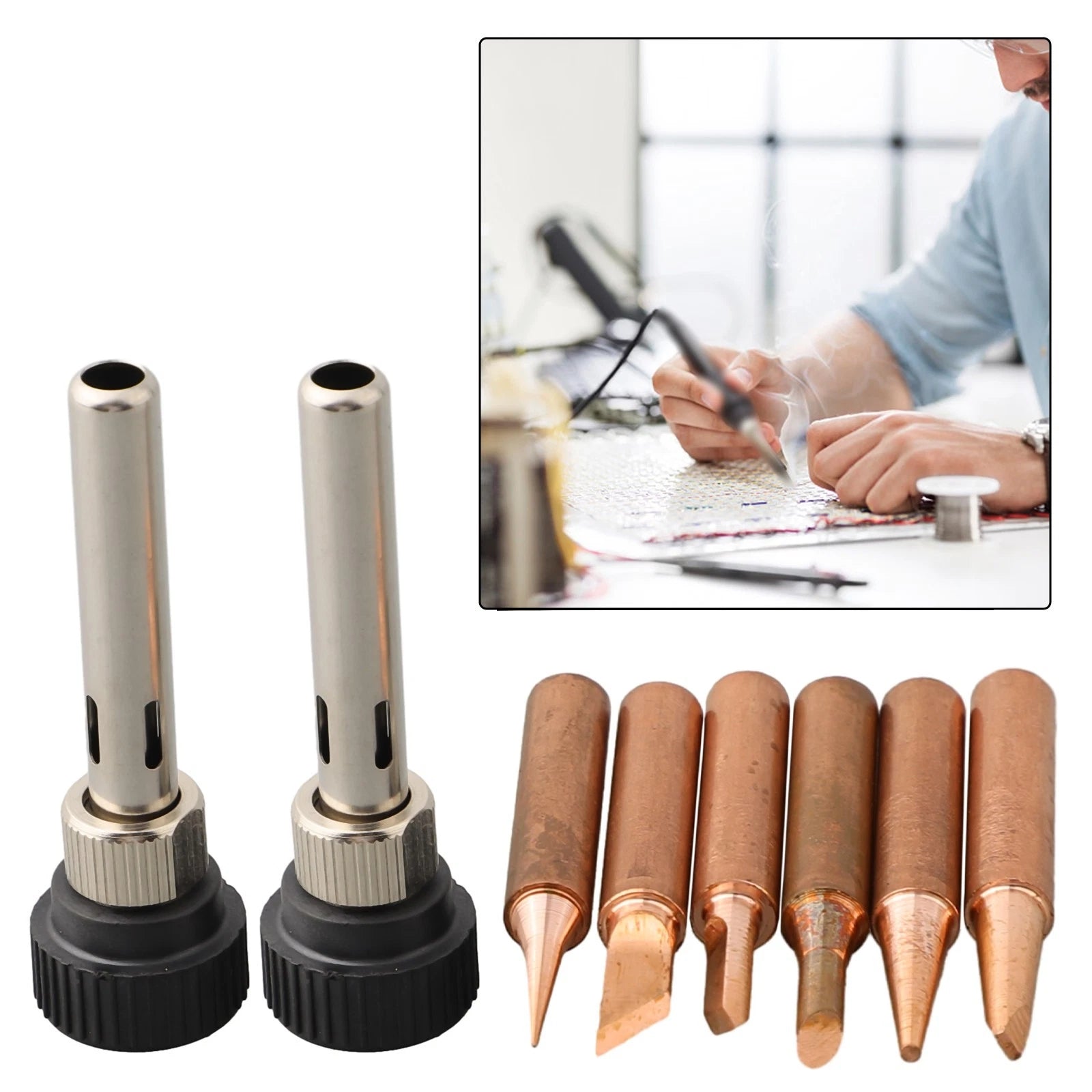 Soldering Tips Kit Lead-free Parts With Handle Adapter Set Accessories