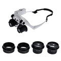 10/15/20/25 Double Eye Jewelry Watch Magnifier Loupe Glasses W/ Led