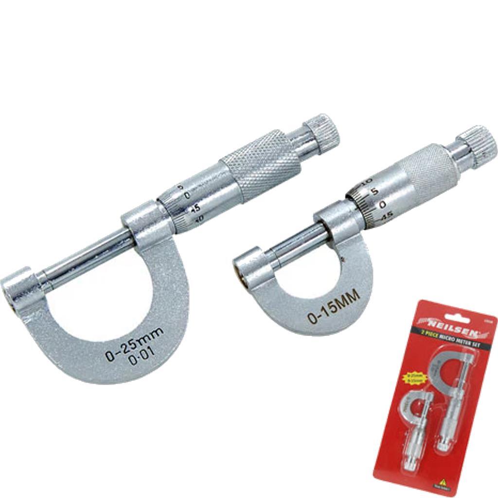 Neilsen 2pc Outside Micrometer Metric Precision Set - 0mm - 25mm by Neilsen