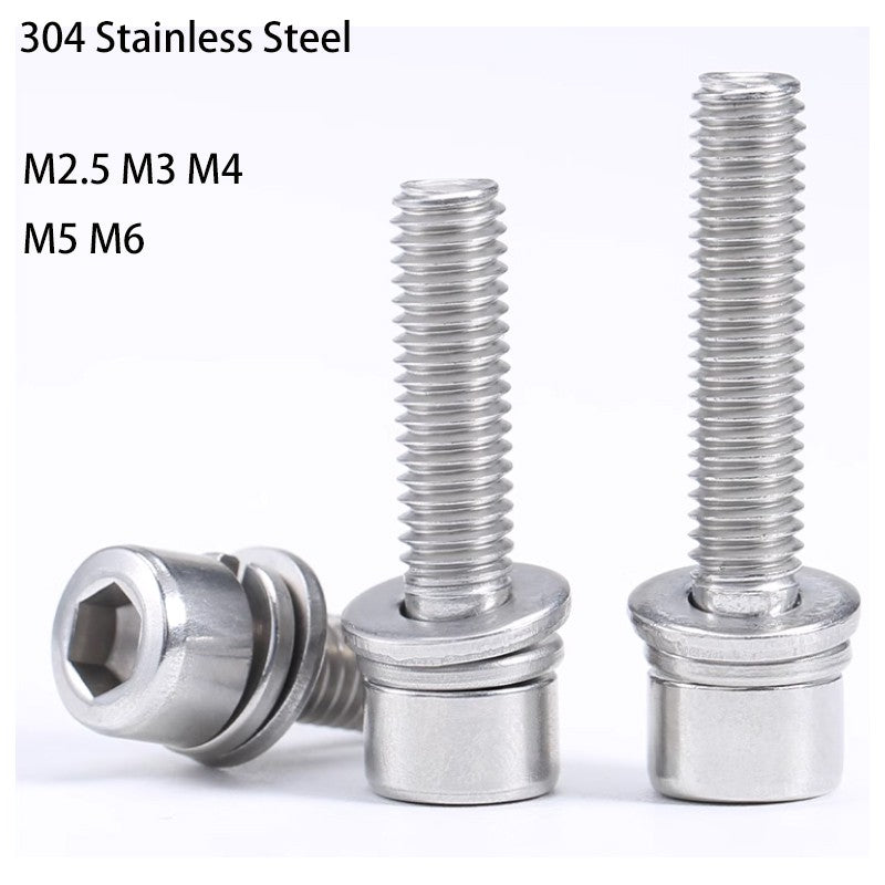 Round Head Hexagon Socket Screws & Washers Set 304 Stainless Steel