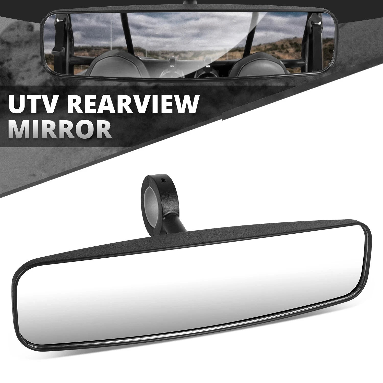 Fit Universal Utv 1.75" Bracket Convex Glass Rearview Mirror Roll