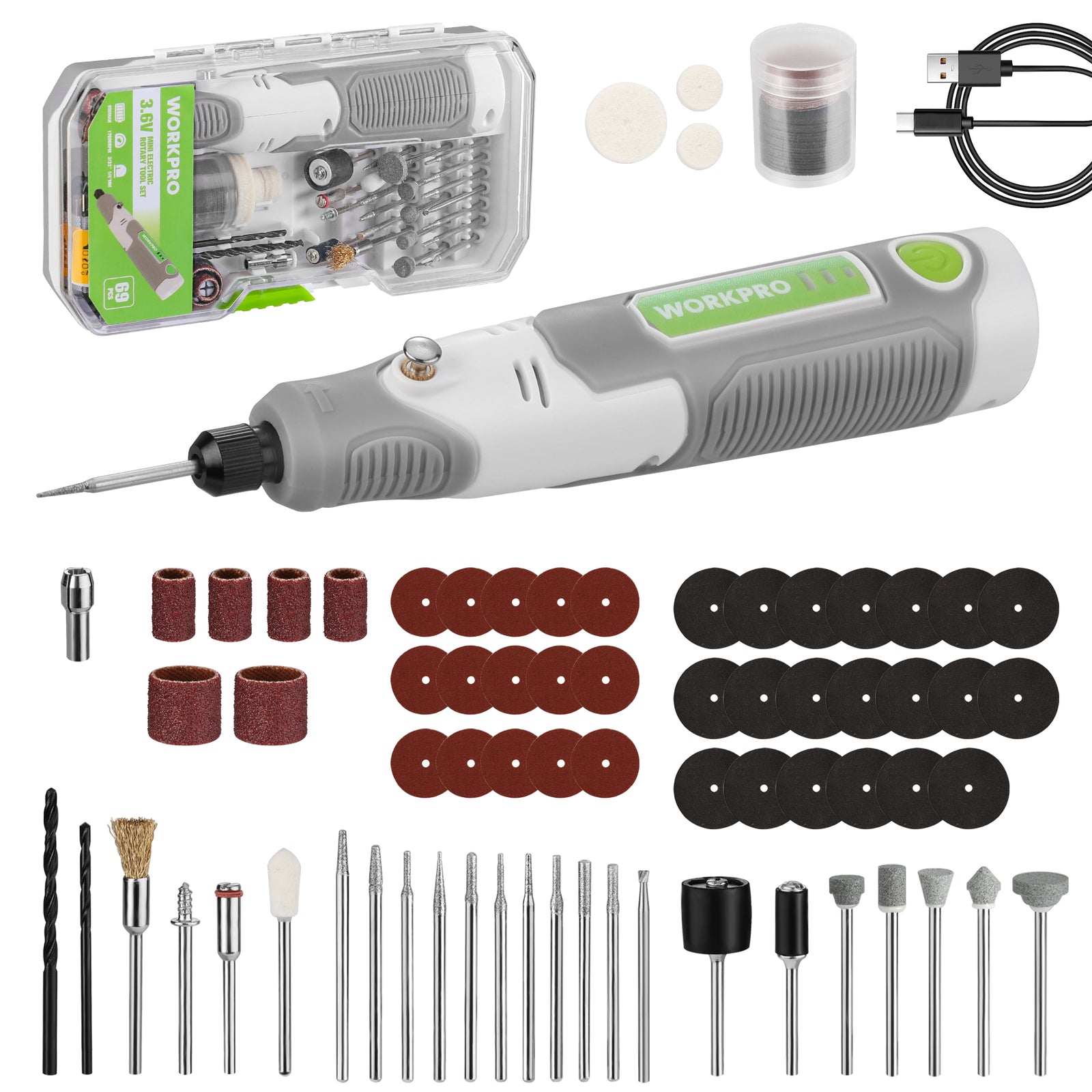 WORKPRO Cordless Rotary Tool Kit with 71pcs Accessories by WORKPRO