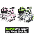 Workpro Pink/grey Hand Tool Set 20V Cordless Drill | Built Supply Co