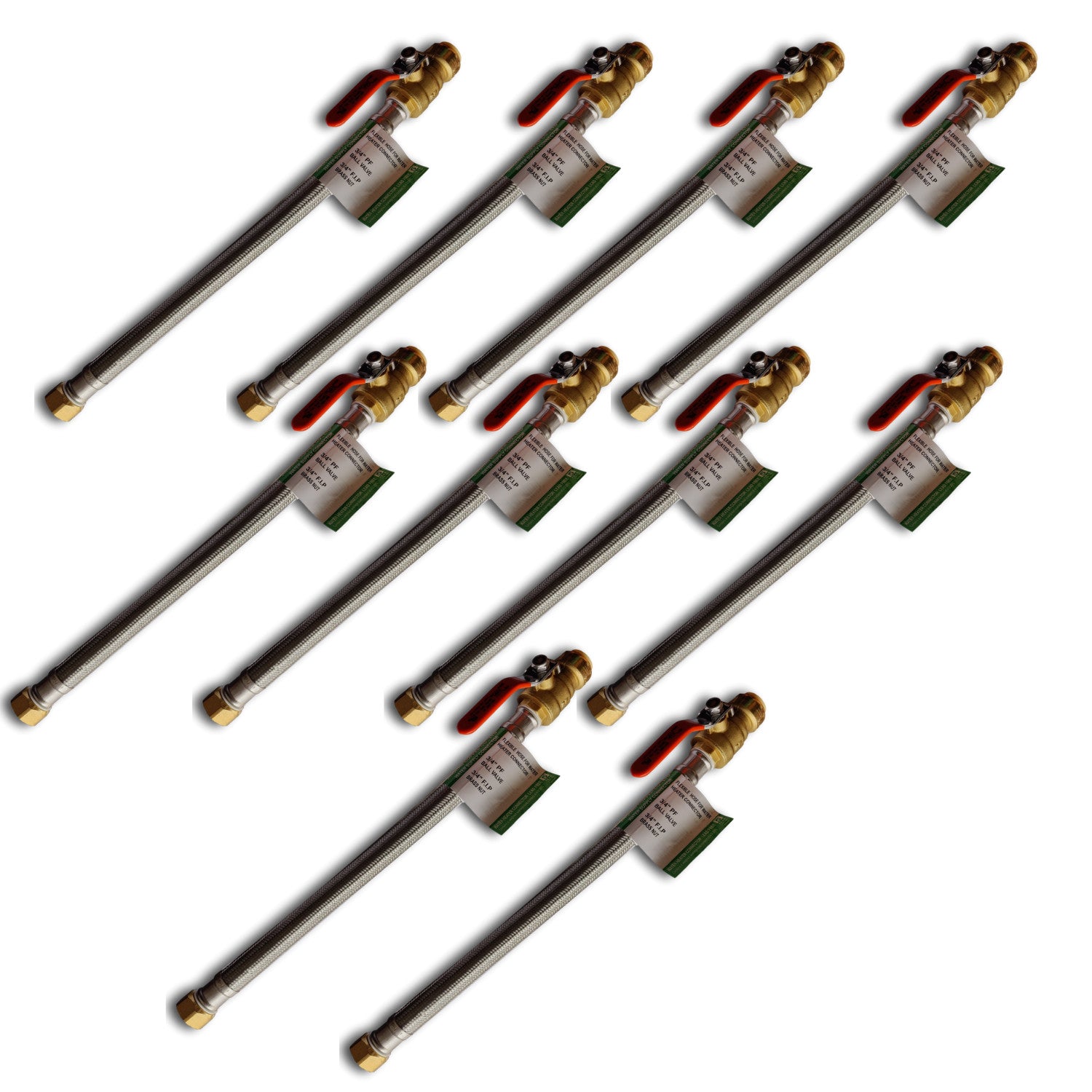 XFITTING 3/4" Push Fit Valve Flexible Water Heater Hose - 10 Pack