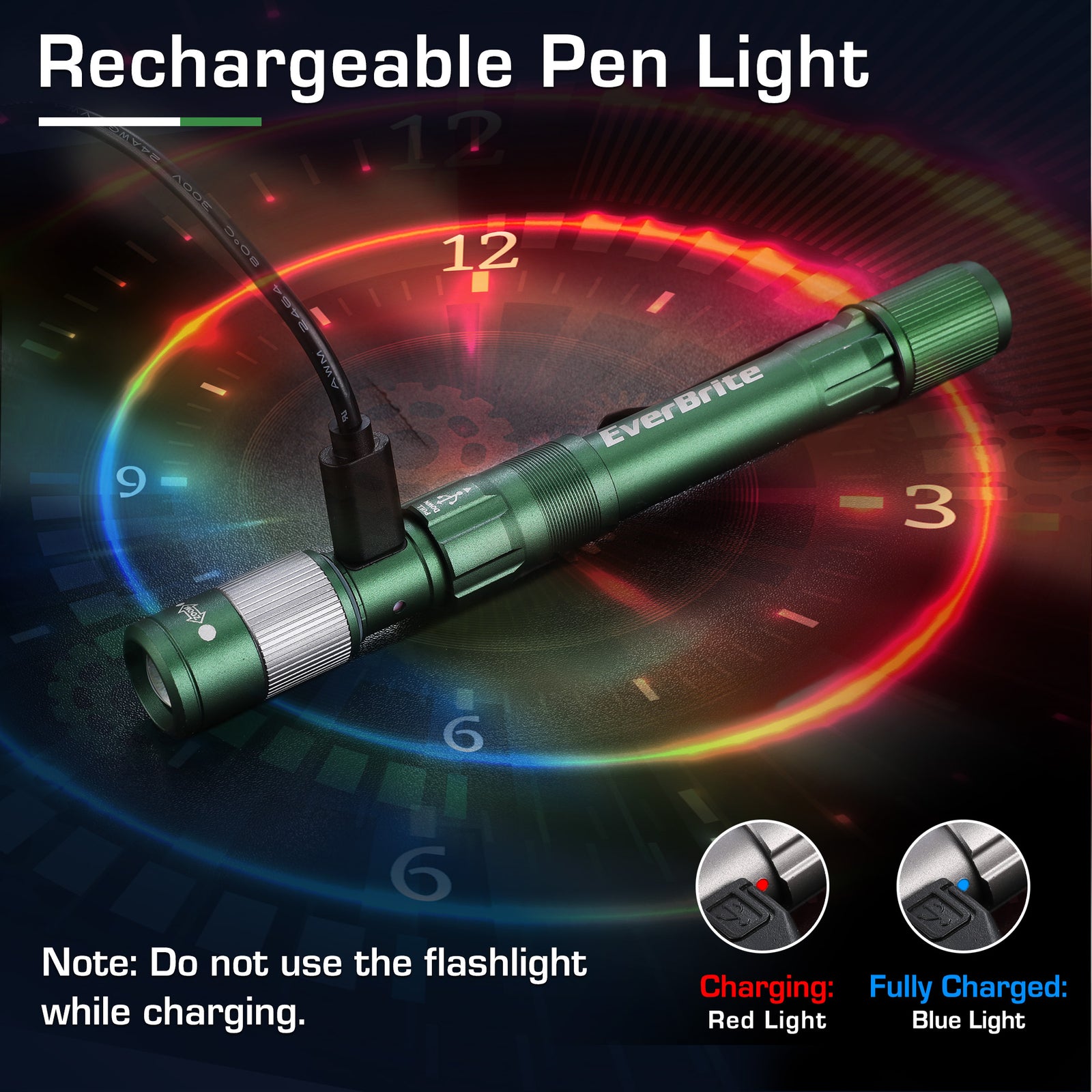 EverBrite 300LM Rechargeable LED Pen Light by EverBrite
