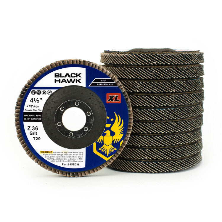 50 Pack 4.5" x 7/8" XL 36 Grit High Density Flap Discs Jumbo Grinding