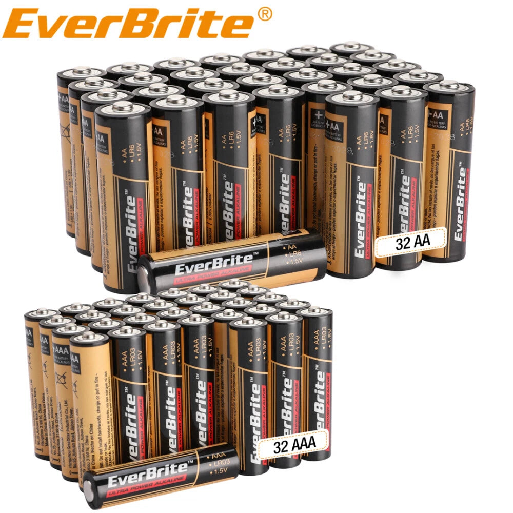 Everbrite Alkaline Battery Pack 32pack Aaa/32pack Aa Alkaline Battery