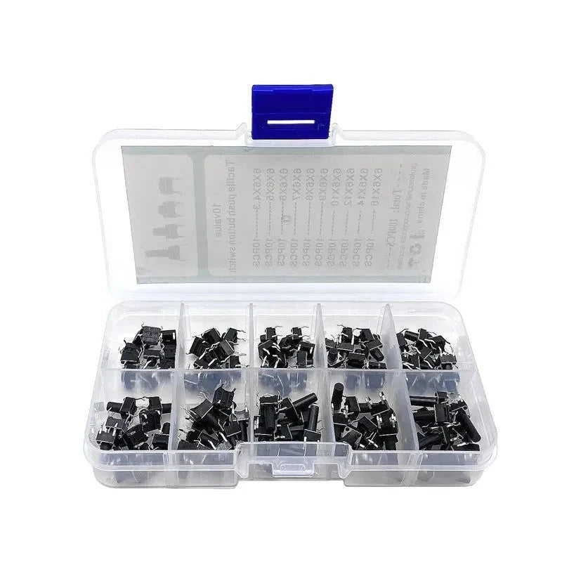 100PCS 6x6 Micro Tact Switch DIP 4Pin Push Button Assortment