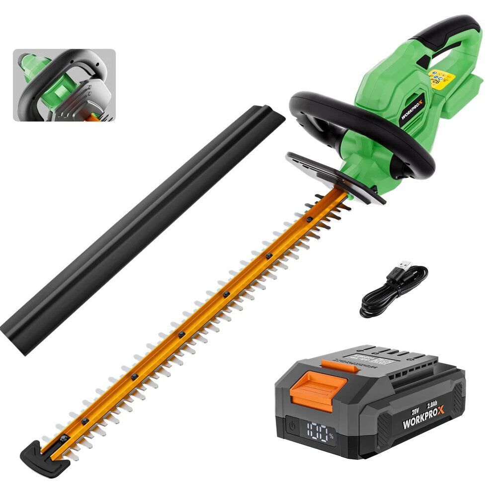 Workprox 20V Cordless Hedge Trimmers 22" Electric Bush Shrub Trimmer