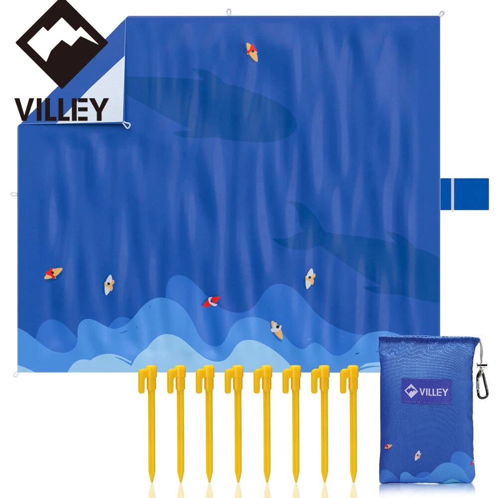 VYLLEY Foldable Beach Blankets Waterproof Sandproof Large Beach Mat 128"x108" US