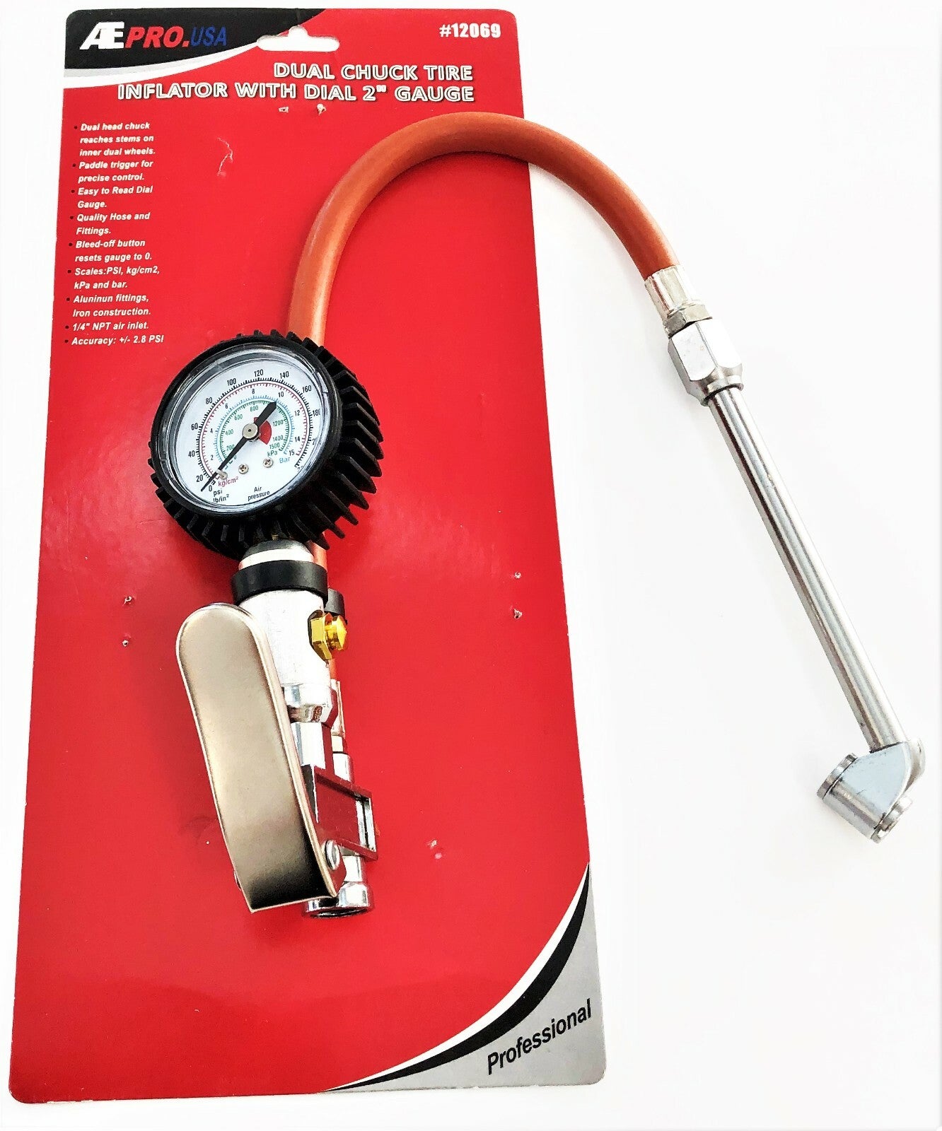 ATE Pro Tire Chuck Inflator Gauge