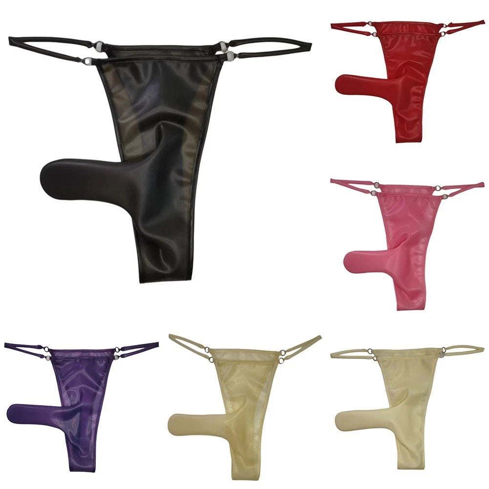 Sexy Panty Dj Club Show Men Latex Thong Seethrough Fabric Classic
