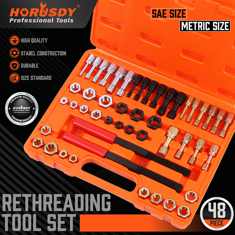 48 Pcs Thread Repair Chaser Set Unf Unc and Metric Thread Restorer Kit