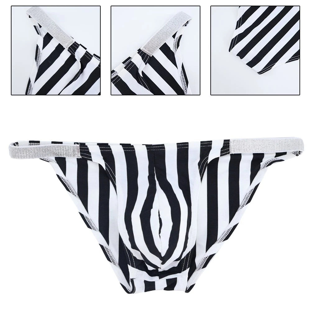 Men's Striped Low Waist Underwear Comfortable Briefs With Breathable