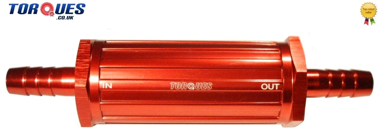 8mm 5/16" Barbed Red Push On Aluminium Fuel Filter 30 Micron Race Rally- Facet