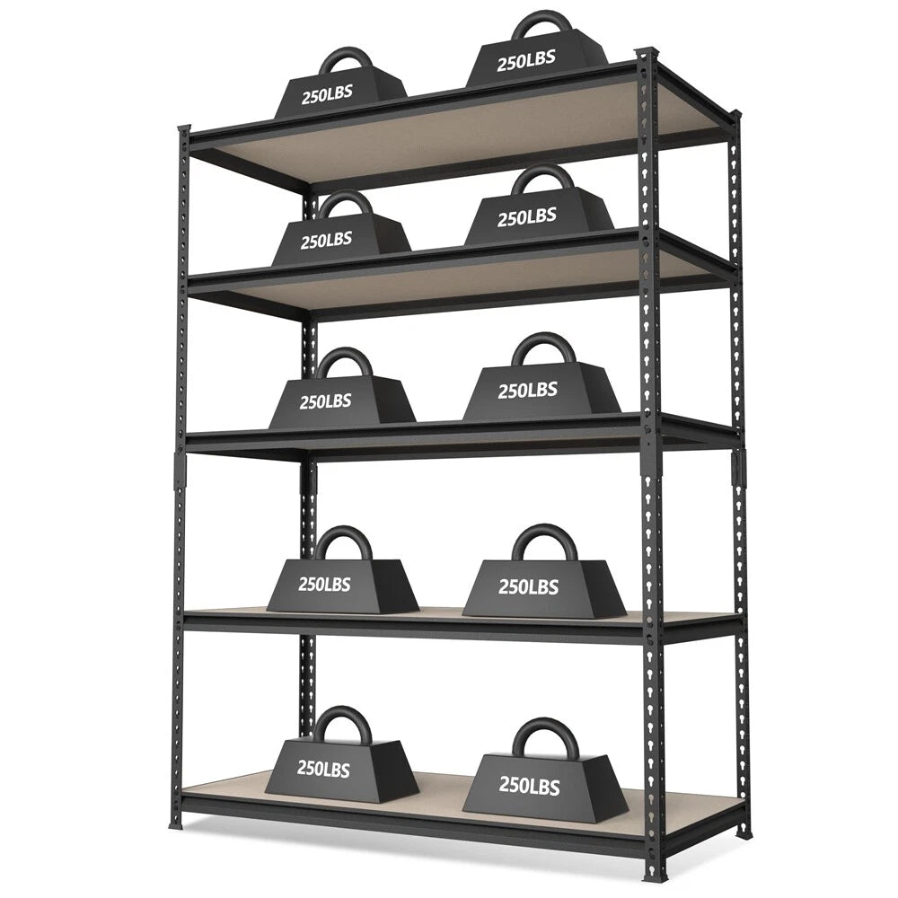 Workpro 48"x 24"x 72" 5-tier Metal Garage Shelving Heavy Duty Shelf