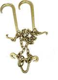 50" V Bridle Steel Towing Chain G70 w/ Dual 15" J-Hook & R Cluster Grab Hooks