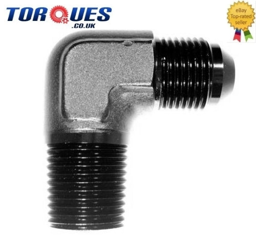 AN -4 (AN4 4AN) to 1/4" NPT 90 Degree Adapter Black