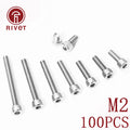 100pcs Stainless Steel 304 Hex Hexagon Socket Head Cap Screws DIN912 M2 4mm-16mm