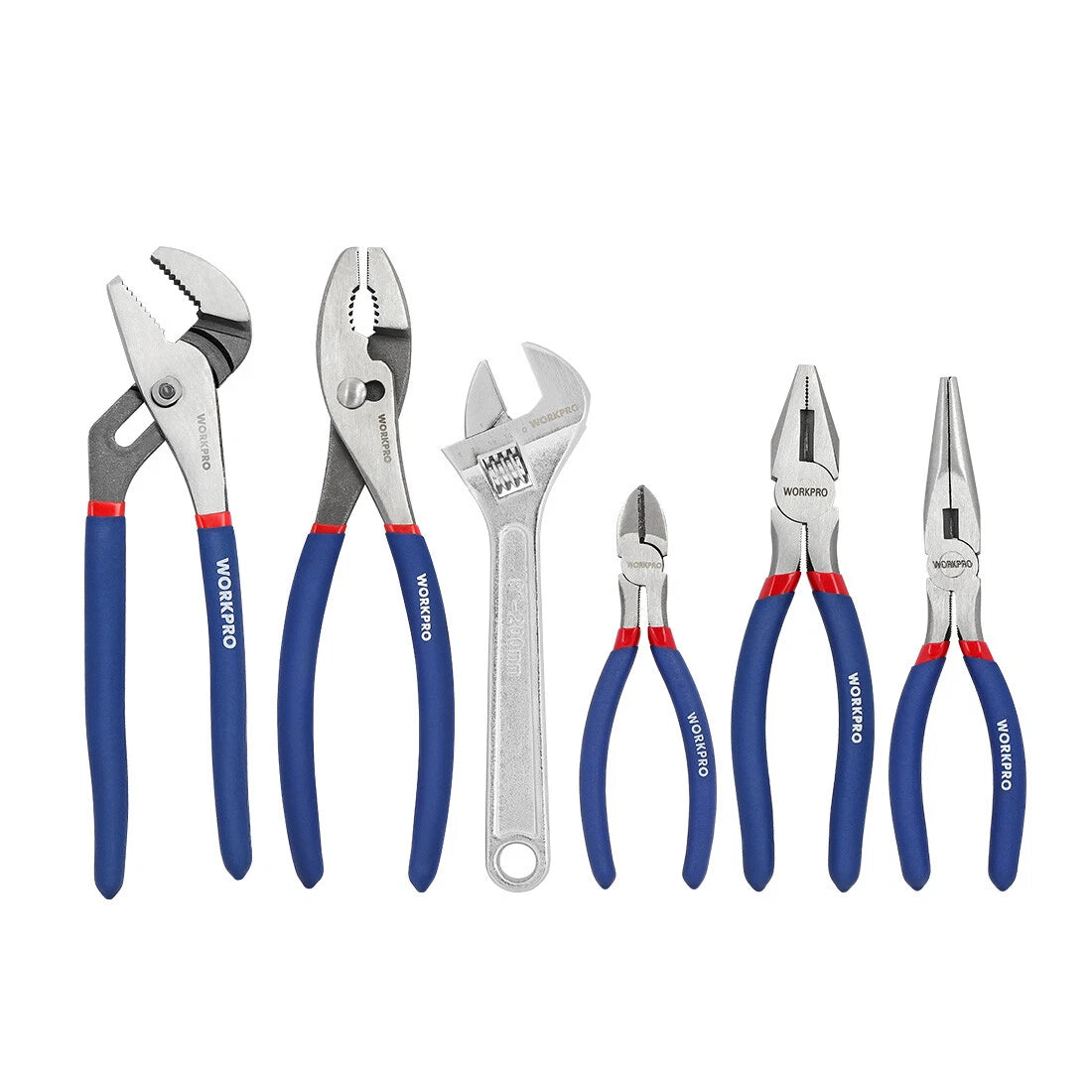 WORKPRO 6 Piece Carbon Steel Pliers Wrench Set Non-Slip Grip Handles Pliers Tool