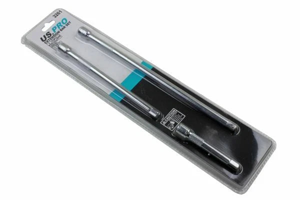 Us Pro Tools 1/4" Dr Socket Extension Bar Set 75mm 150mm 250mm Long