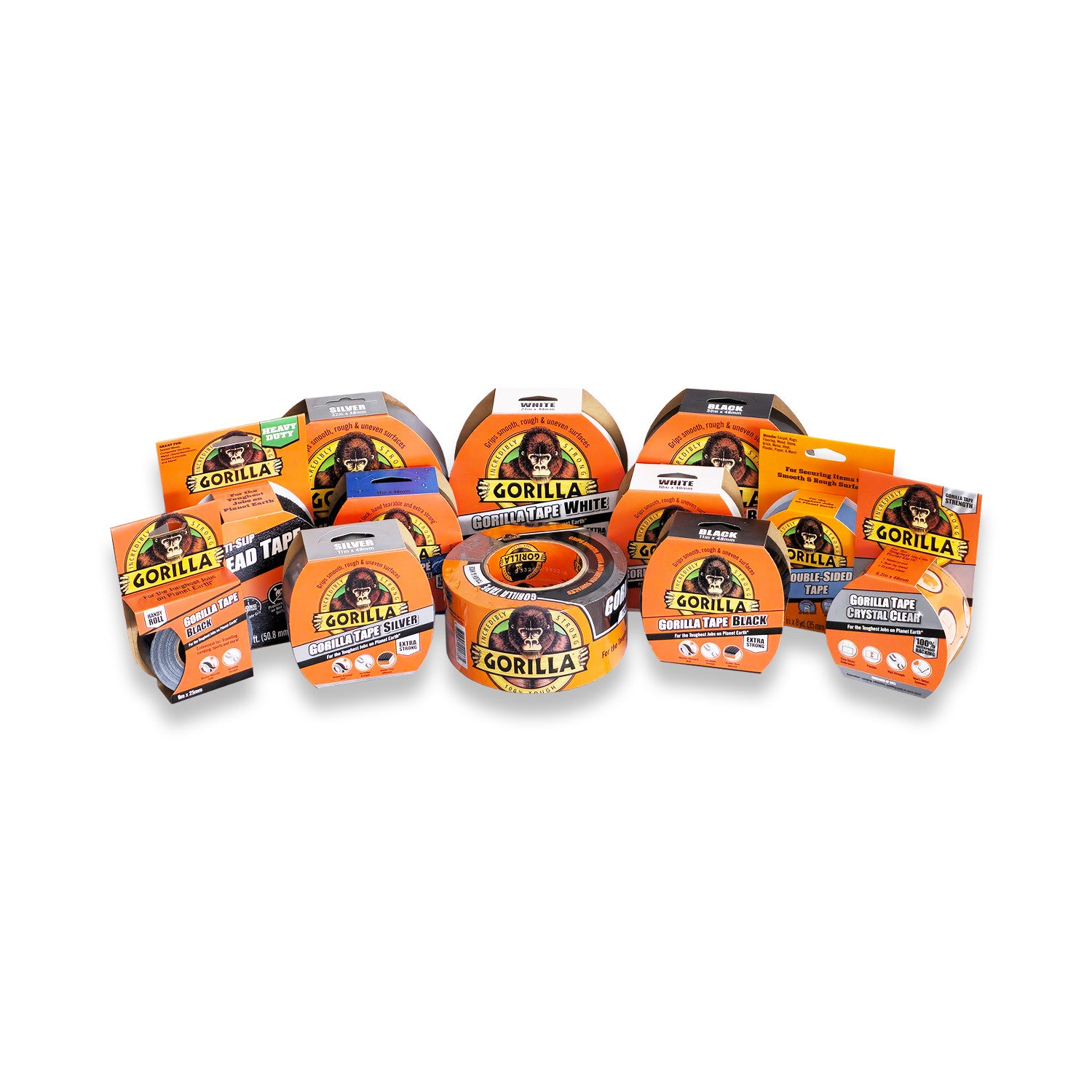 Gorilla Tape Black, White, Silver, Clear, Anti-Slip All Weather