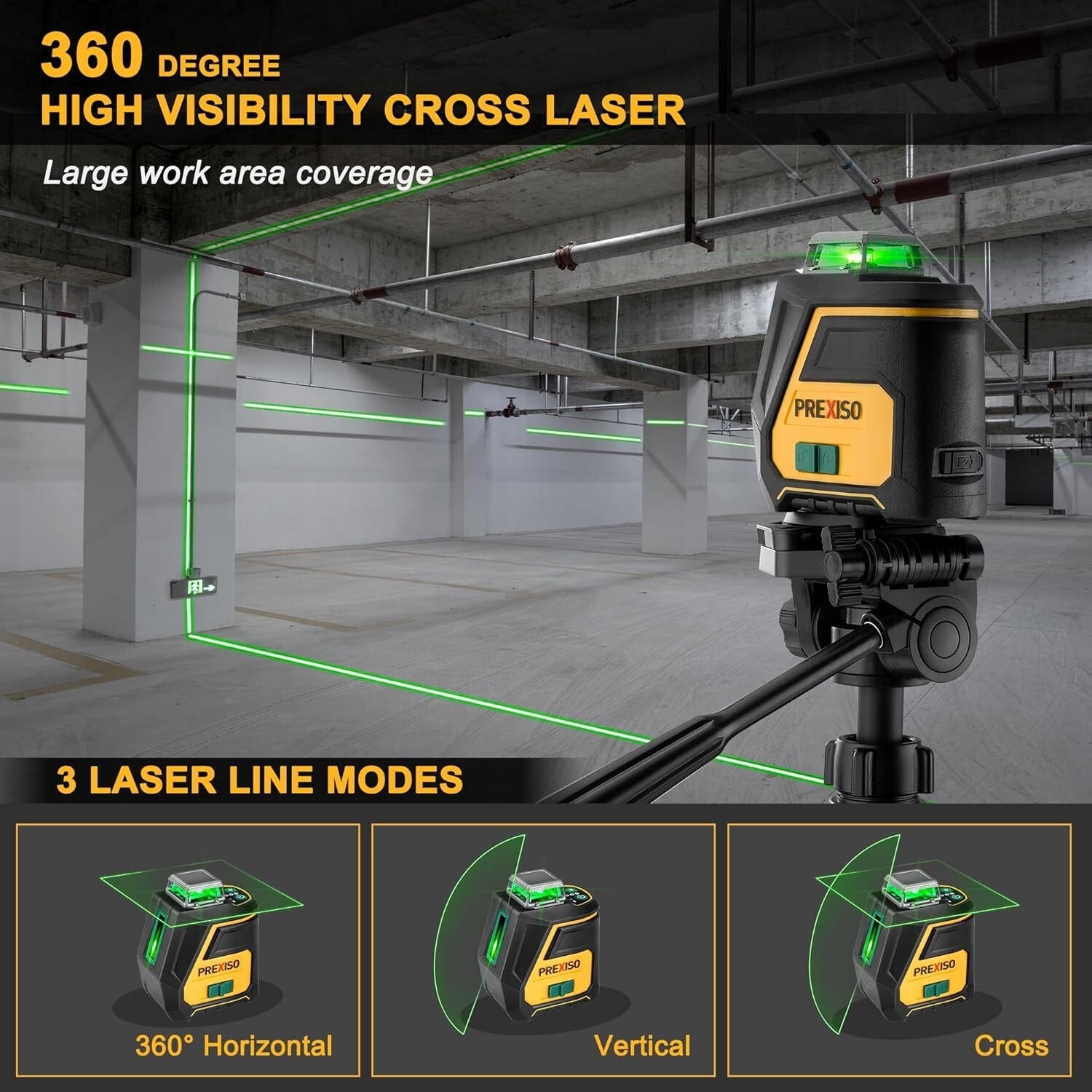 PREXISO 360° Laser Level with Tripod by PREXISO