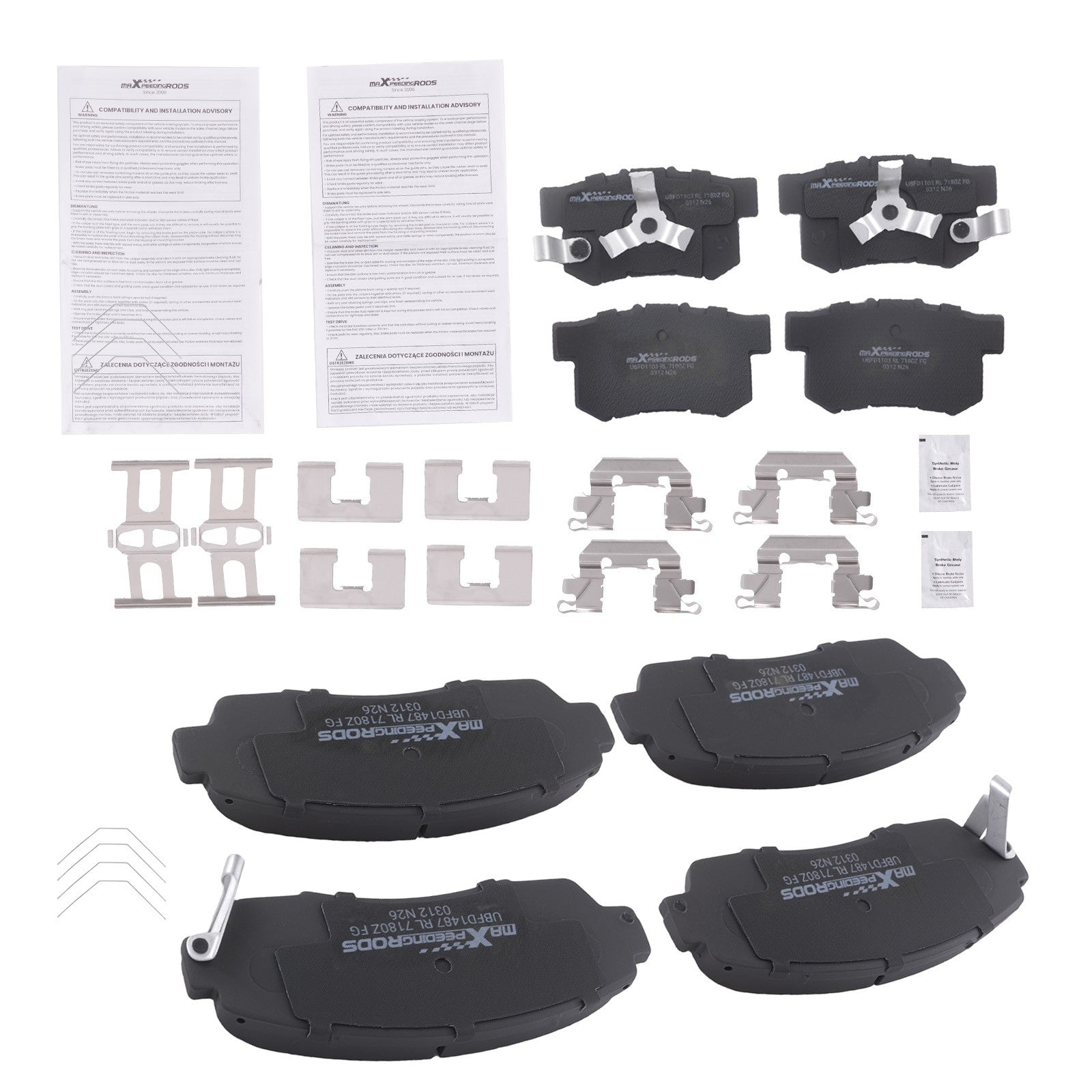 Front Rear L&R Brake Pads Set for Honda Accord Crosstour