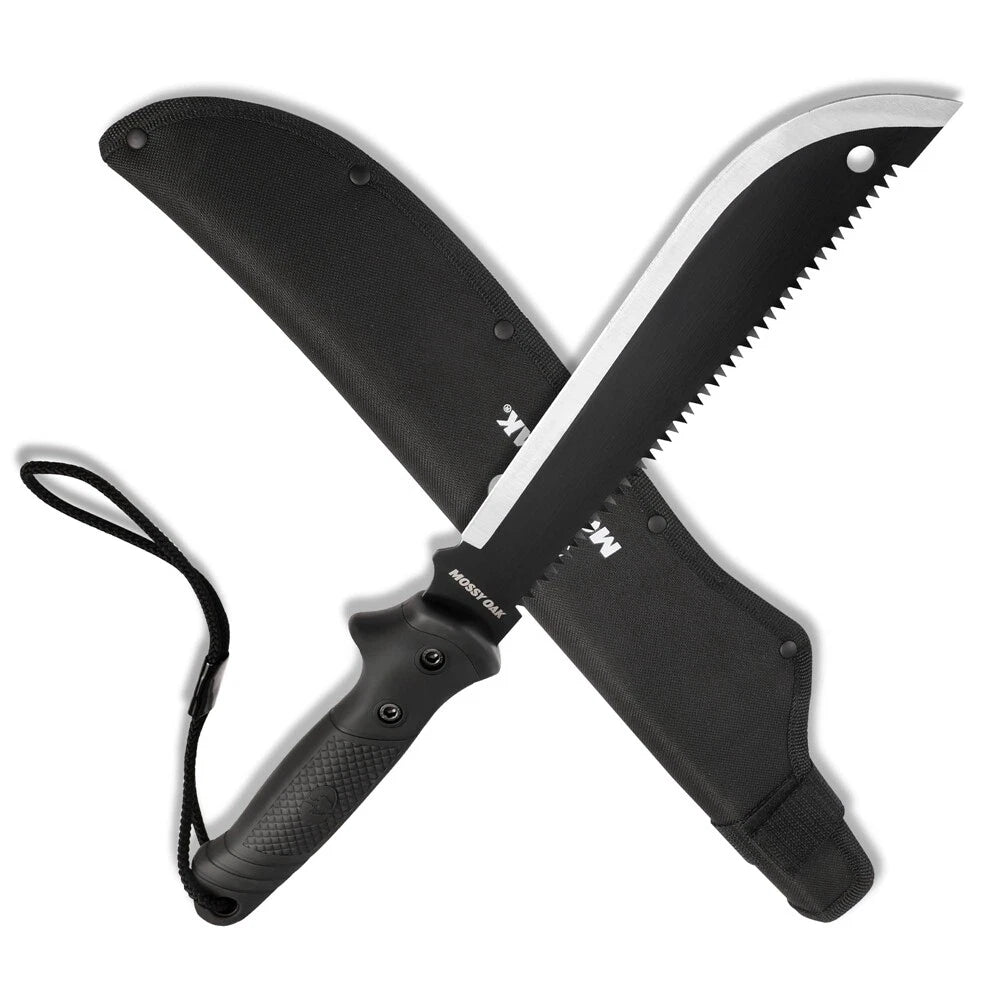 MOSSY OAK 19" Machete with Saw Sharp Machete No-Slip Handle Machetes with Sheath
