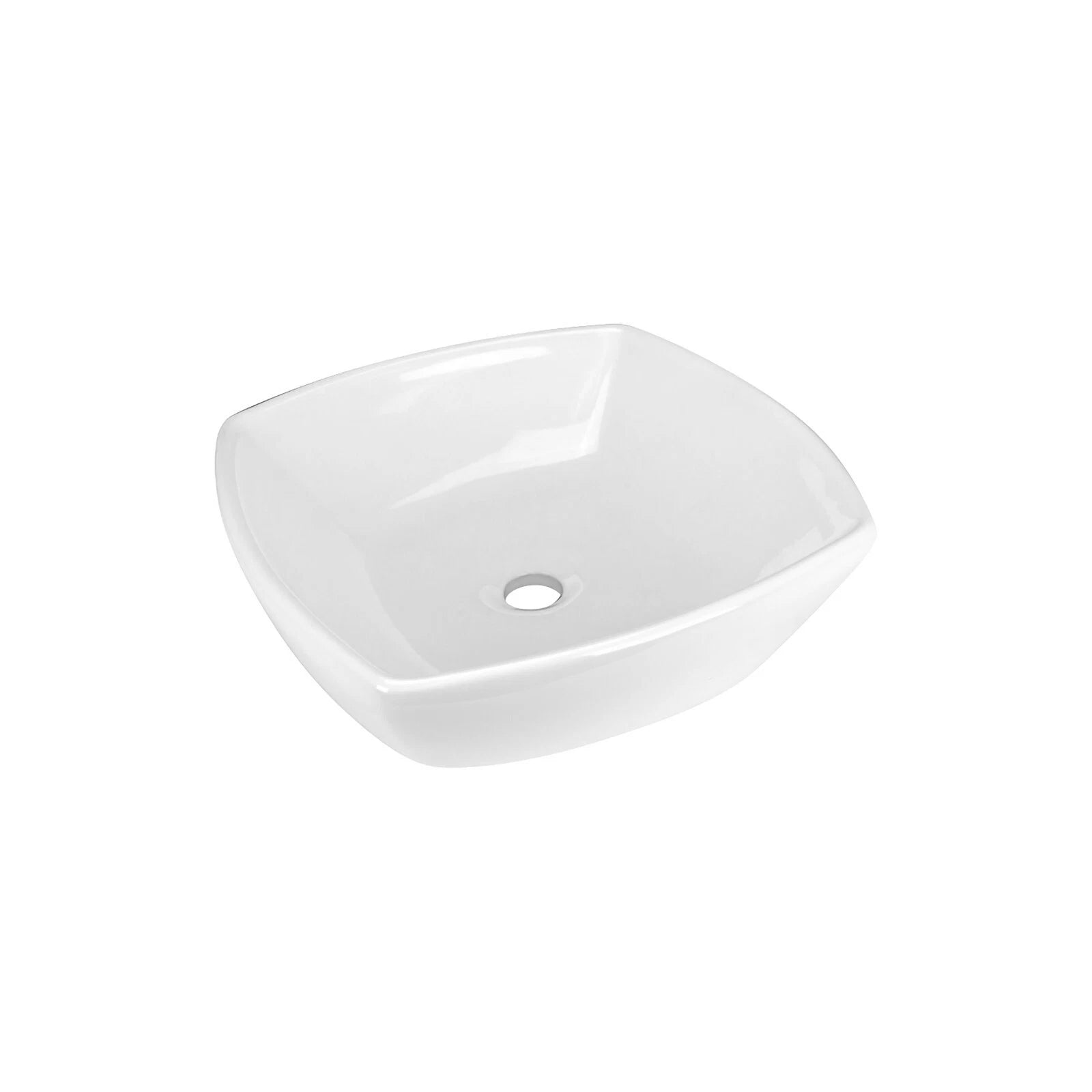 Tulip Square Shaped Vessel Bathroom Sink, 16-1/2" X 16-1/2", White