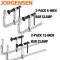 Jorgensen 6"/12" Bar Clamps Sets 2-Pack Drop Forged Alloy Steel for