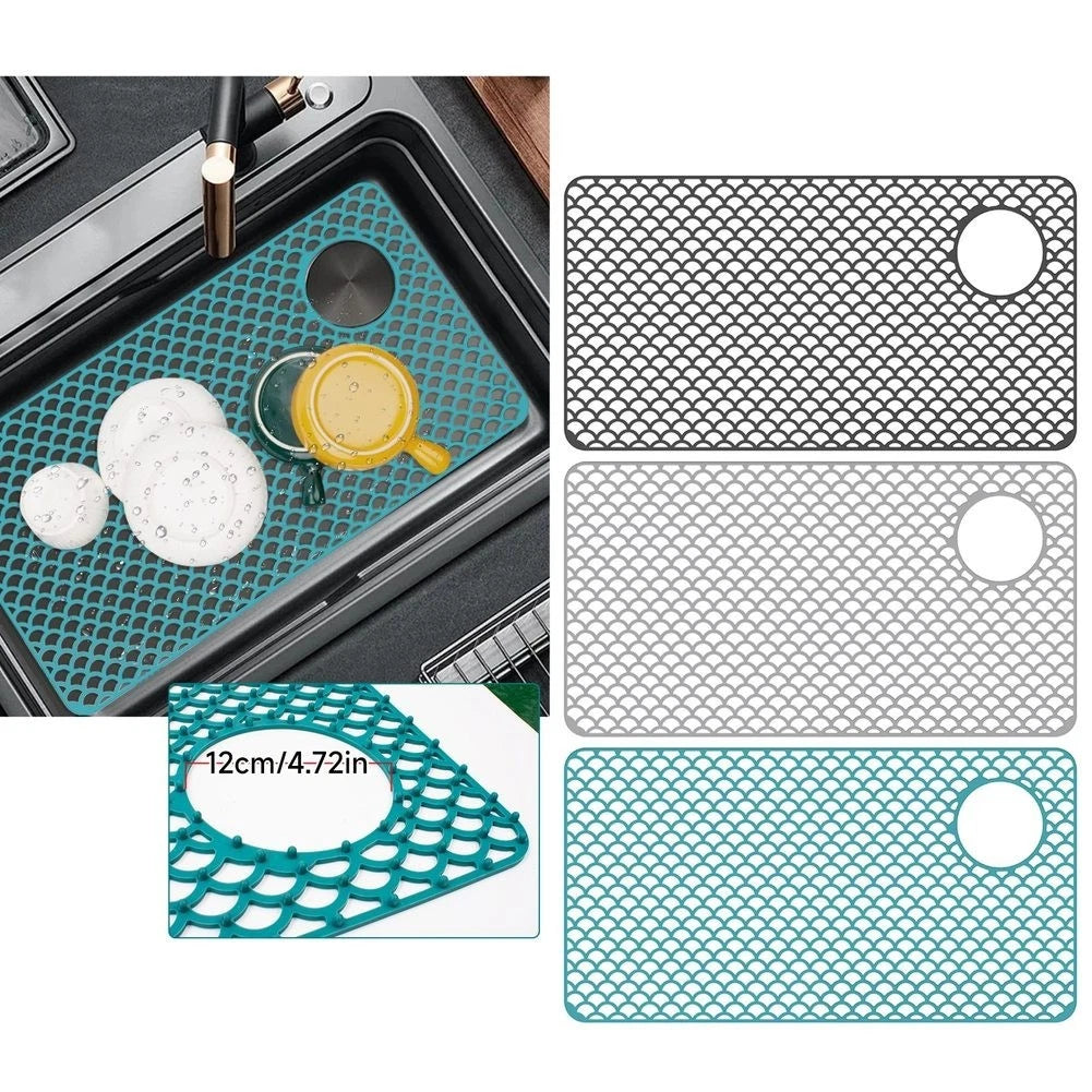 Silicone Sink Mat For Center Drain Kitchen Sink 72 X 38 Cm Grey Green