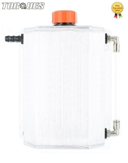 Torques 2 Ltr Capacity 15MM Barbed Oil Breather Catch Tank Can Brushed