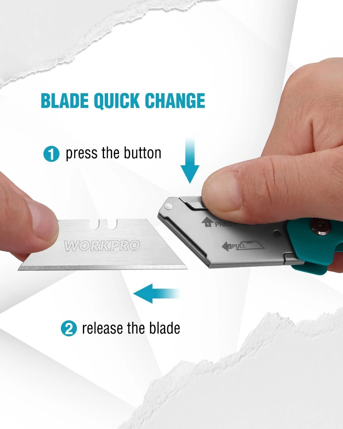 Workpro Folding Utility Knife Razor Knife Box Cutter Quick Change