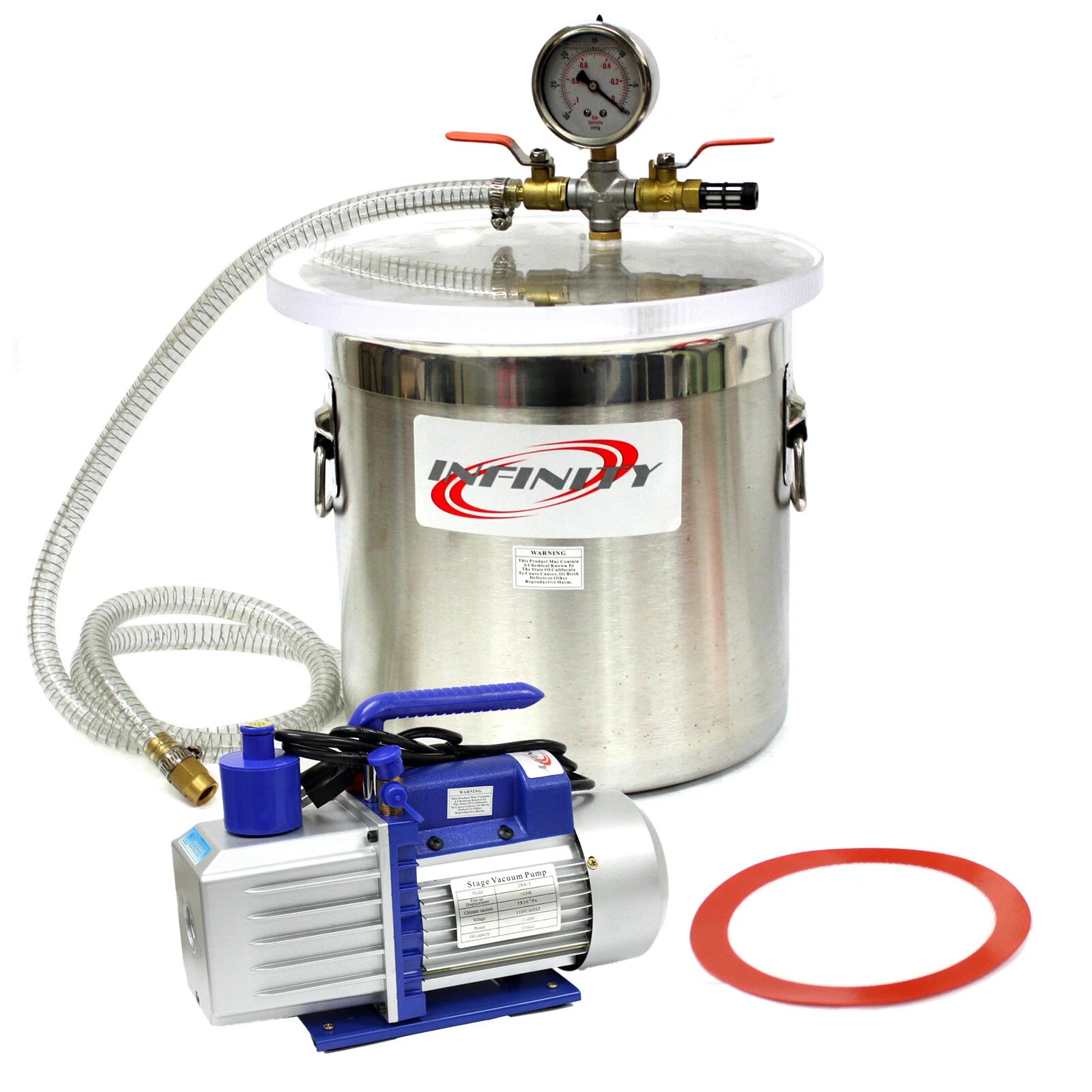 3 Gallon Vacuum Chamber And 2.5CFM Single Stage Pump To Degassing