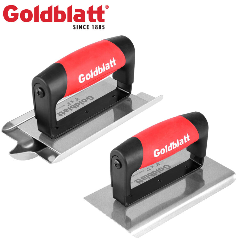 Goldblatt Concrete Hand Tool Edger (6" x 3" 1/4"R) Groover (6" x 3"
