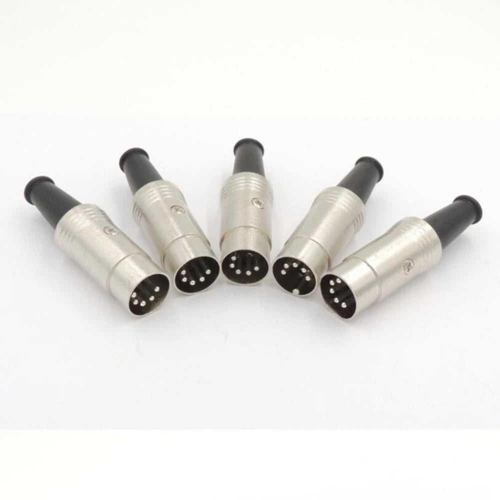 5 Pack Of Male 5pin Din Connectors For Midi Audio With Metal For