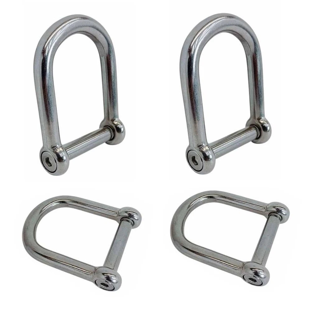 Screw Pin Wide D Shackle 3/8",no Snag Pin 1700 Lbs Wll Stainless