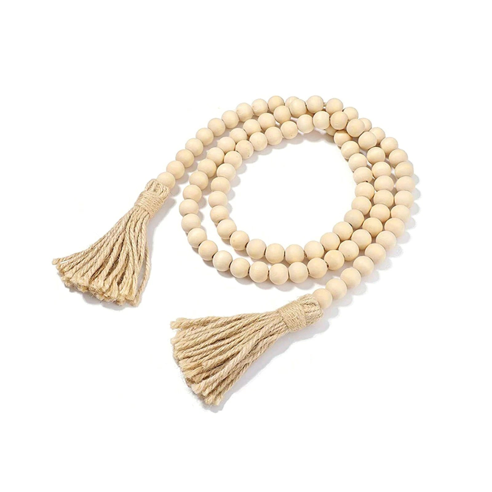 14/16mm Wooden Beans Garland Diy Crafts Wood Jute Rope Bead Garland