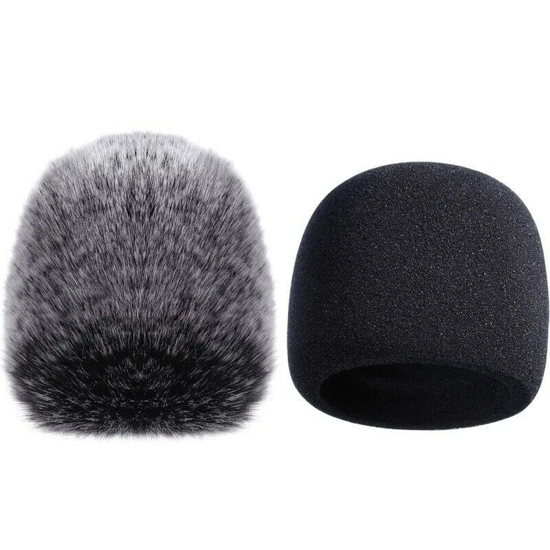 2 Pack Microphone Furry Windscreen Muff Wind Cover Foam Cover For