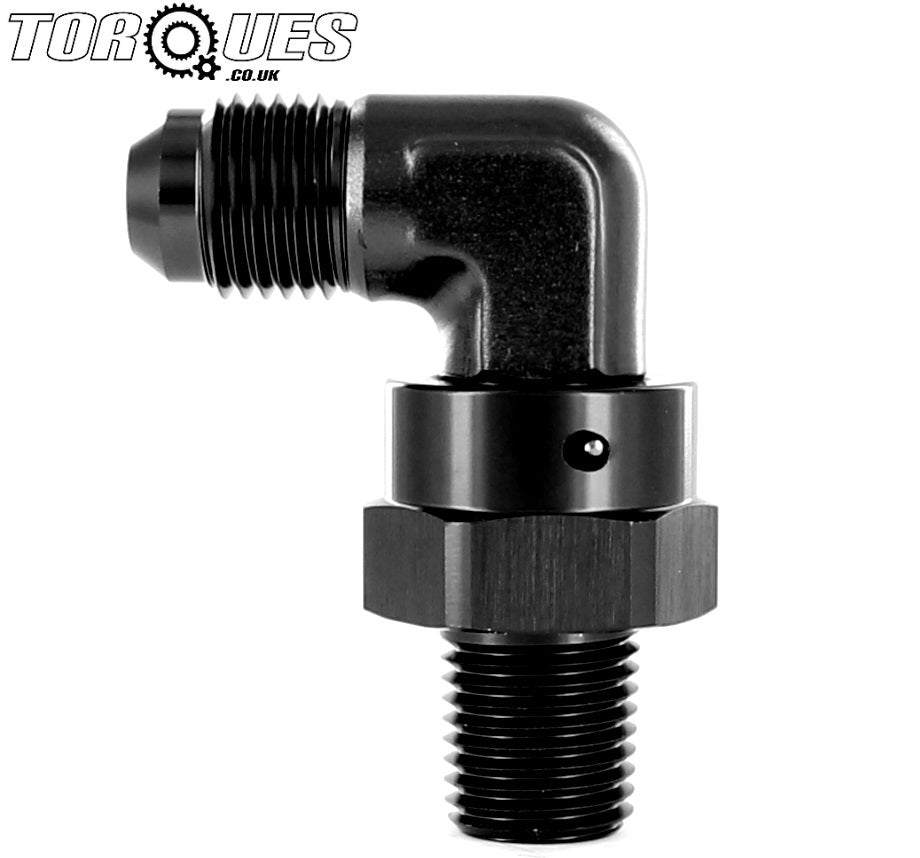AN -6 (AN6 AN 06) to 1/4" NPT 90 Degree FORGED Swivel Adapter Black