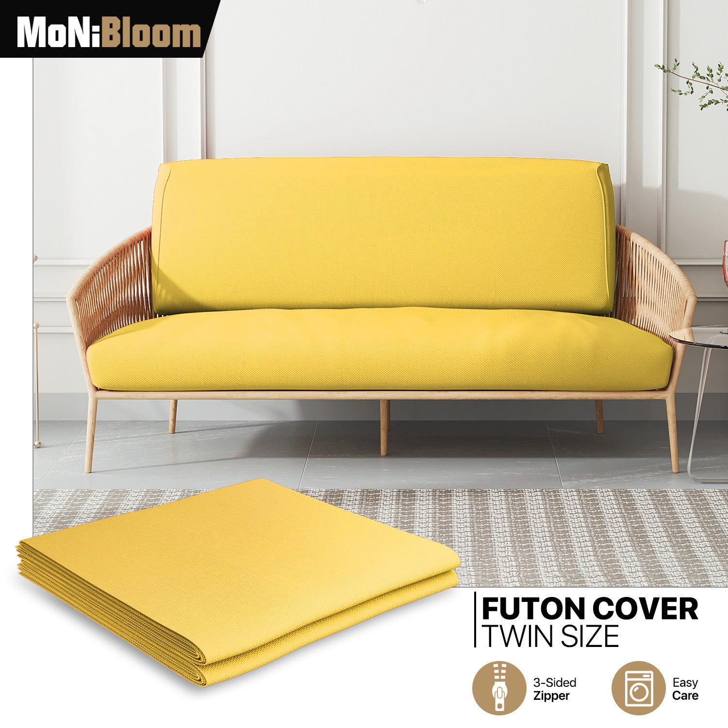 Yellow Twin Size Slipcovers Cushion Stretch Futon Cover