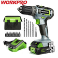 WORKPRO 20V Cordless Drill Driver Kit Keyless Chuck Storage Bag&2.0Ah Battery