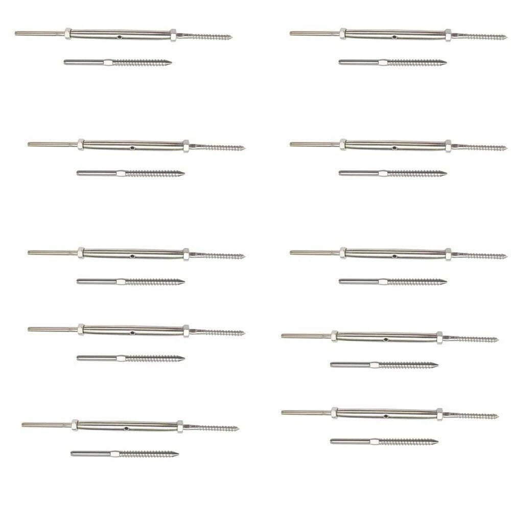 10 Sets Combo Stainless Steel Lag Screw Swage Stud Cable Railing Rail